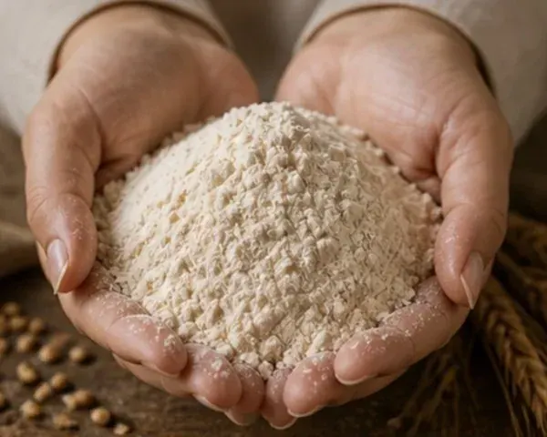 Two hands holding fresh whole wheat atta