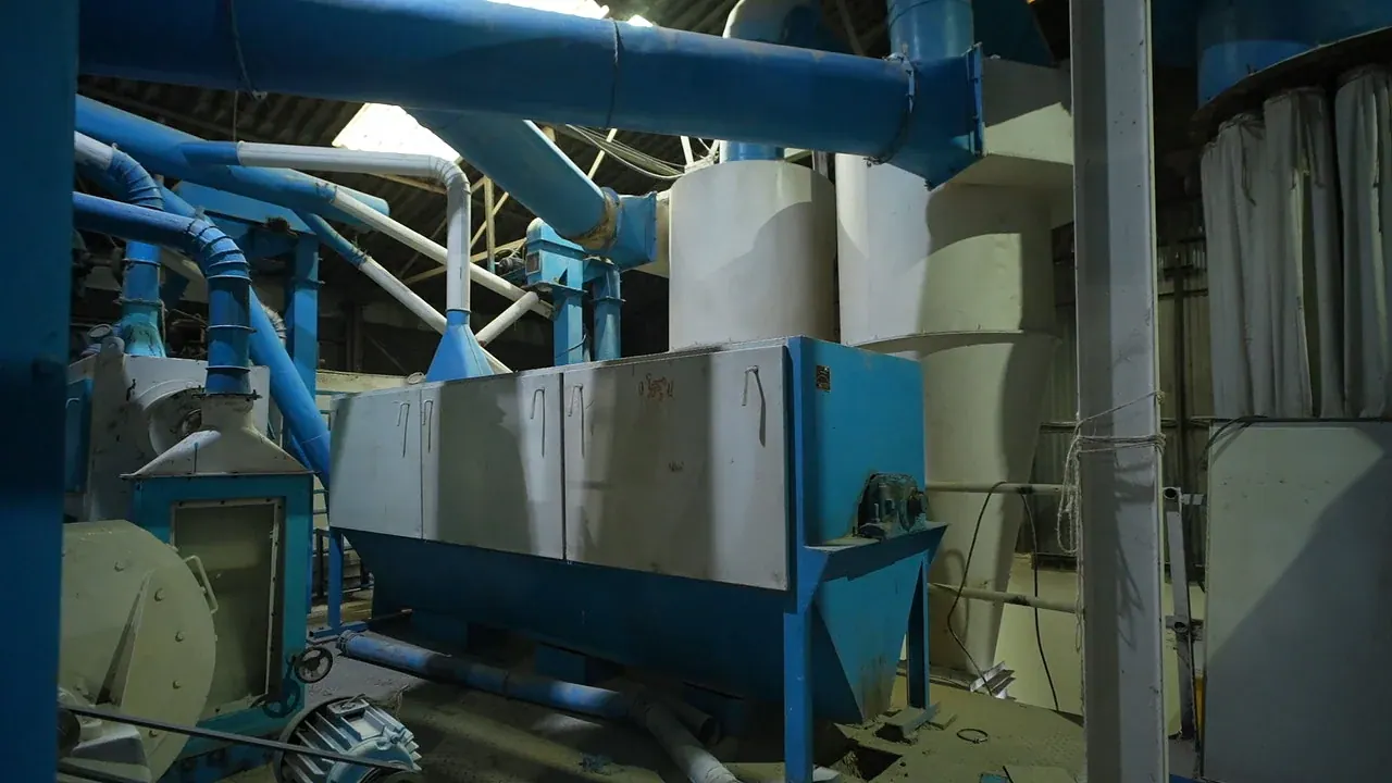Milling machinery at the Samriddhi Bhog flour mill in Dankuni