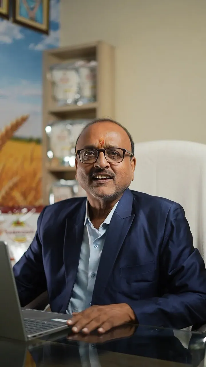 Shyam Sundar Agarwal, owner of Samriddhi Bhog, at the company office